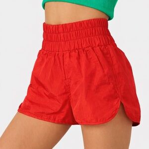 Halara Red High Waisted Athletic Running Shorts Built-In Liner Size L NEW